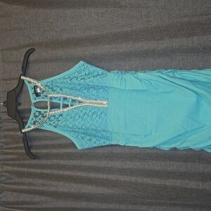 Teal Rutched Sexy Dress